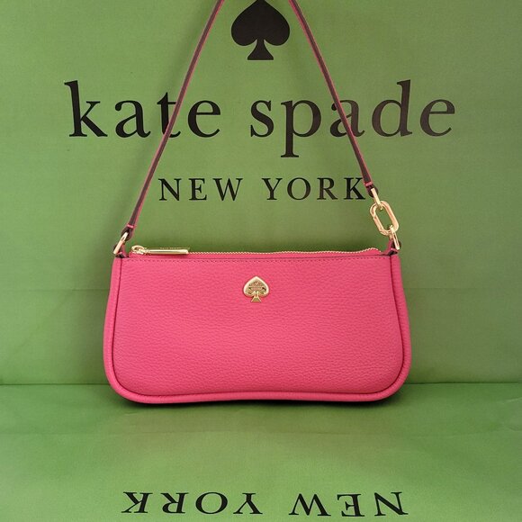 Kate Spade KK057 Kayla Leather Convertible Wristlet Shoulder Bag Rose Oil - Picture 1 of 7
